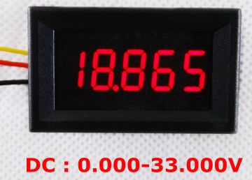 วัด volt DC รุ่น 33Vทศนิยม 3หลัก ไฟสีแดงมีกรอบ ไว้ติด-รถยนต์-ระบบsolarcell